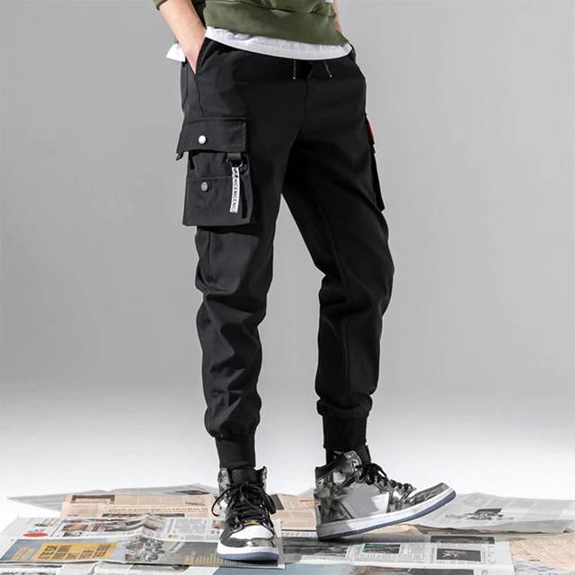 Jet Black Cargo Joggers