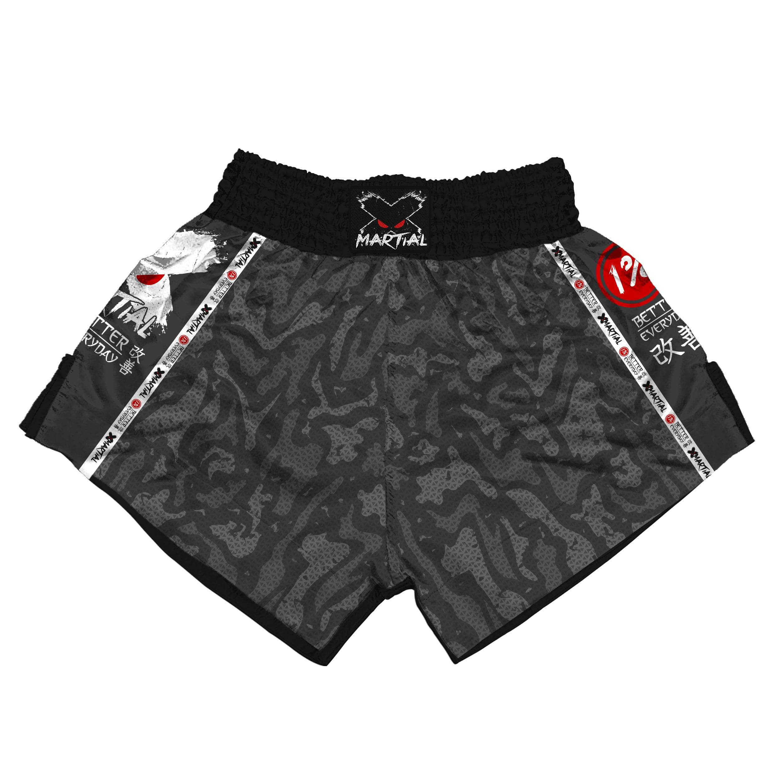 Kanji Black Muay Thai Shorts - XMARTIAL