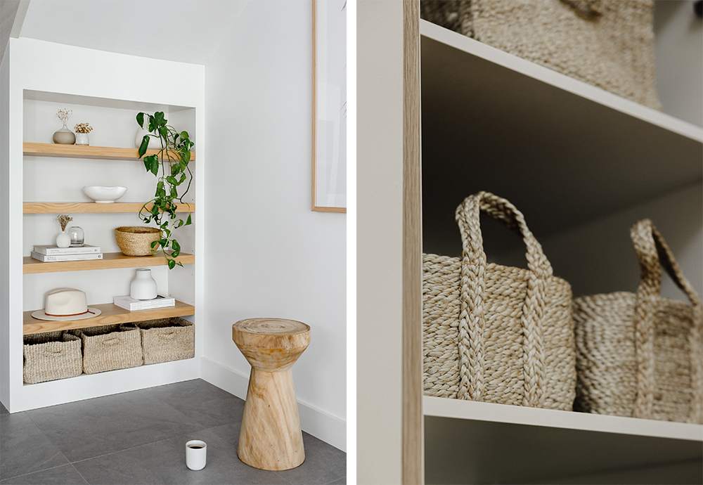 Woven jute baskets for office storage