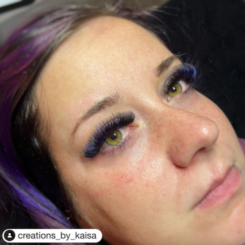 Eyelashes with Blue and Purple colors.