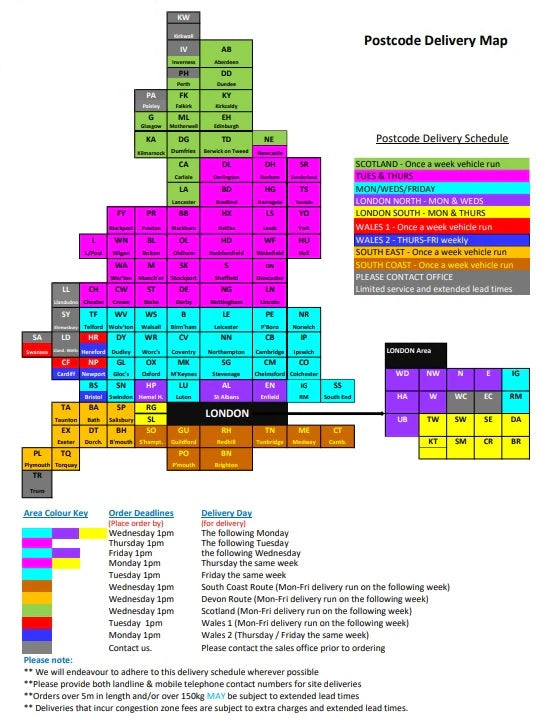 Delivery schedule map