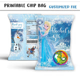 Printable Chip Bag file-Custom Frozen-Elsa, Olaf Personalized CHIP BAG-Digital File-YOU PRINT