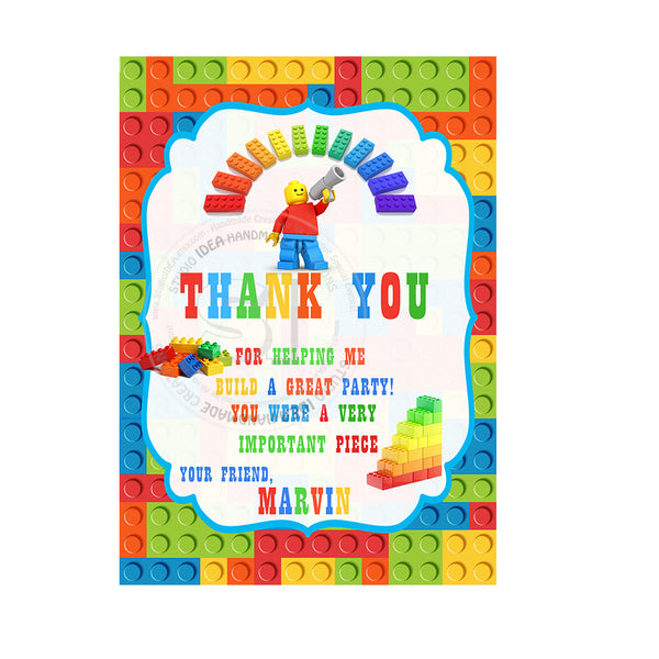 Custom Building Blocks Birthday Invitation with FREE matching Thank yo ...