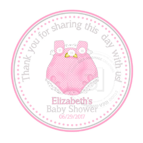 Custom cute pink baby Onesie Baby Shower Thank you Printable 2.5" Tags - Studio Cr8tive IDEA