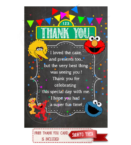 Custom Elmo Chalkboard Birthday Invitation with FREE ...