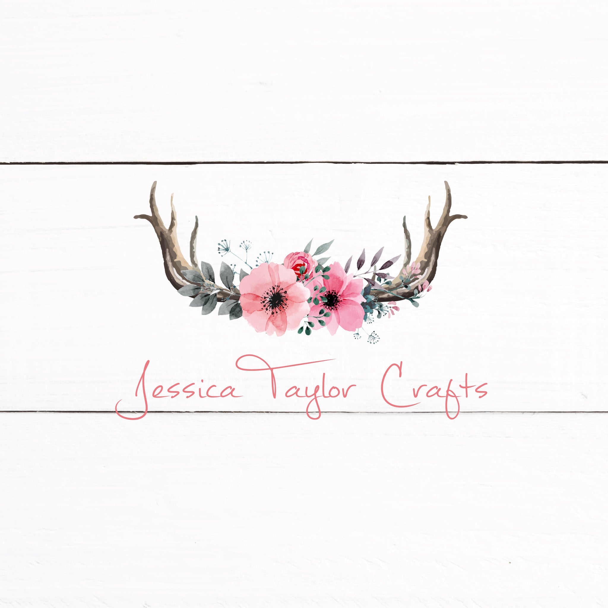 Download Floral Antler Rustic Shabby Chic Logo Predesigned Logo Customized Wi Taylor George Designs