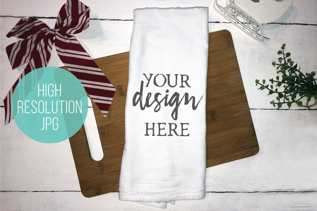 Christmas Theme Tea Towel Flour Sack Mockup - Taylor ...