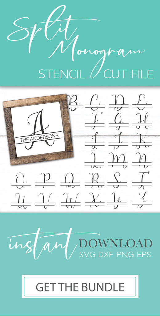 Download Split Script Monogram Letters Svg Dxf Png Cutting File Stencil Taylor George Designs