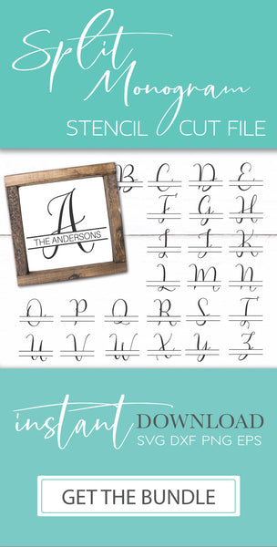 Download Split Script Monogram Letters SVG DXF PNG Cutting File ...