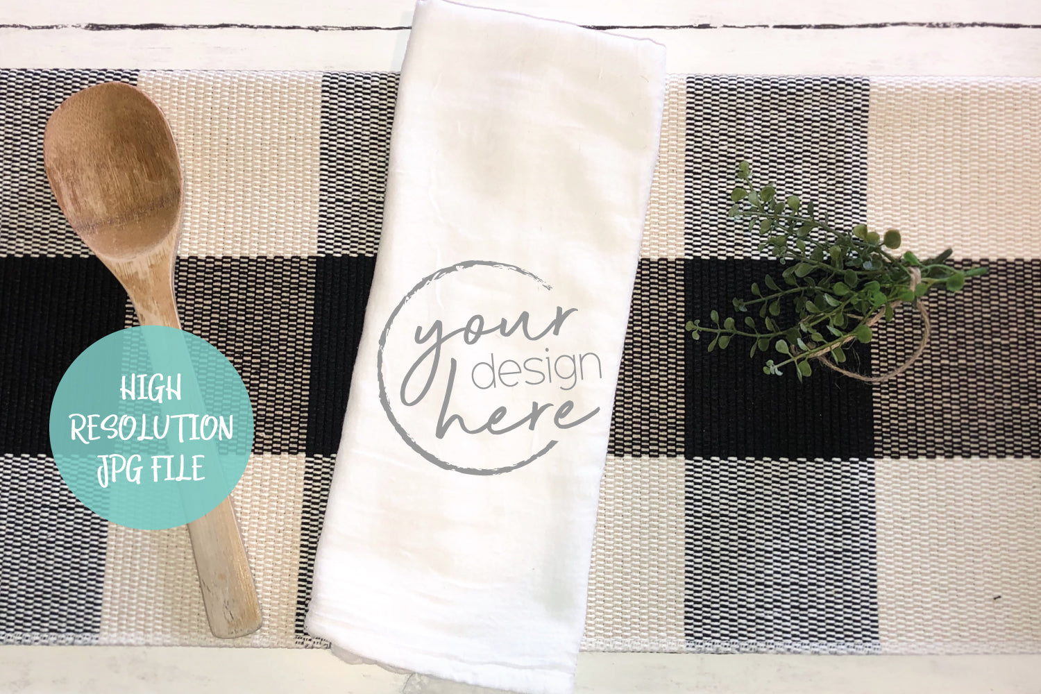Download Tea Towel Flour Sack Mockup - Buffalo Plaid - Taylor George Designs