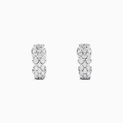 925 Sterling Silver Diamond Bouquet Stud Earrings, 0.14 TCW