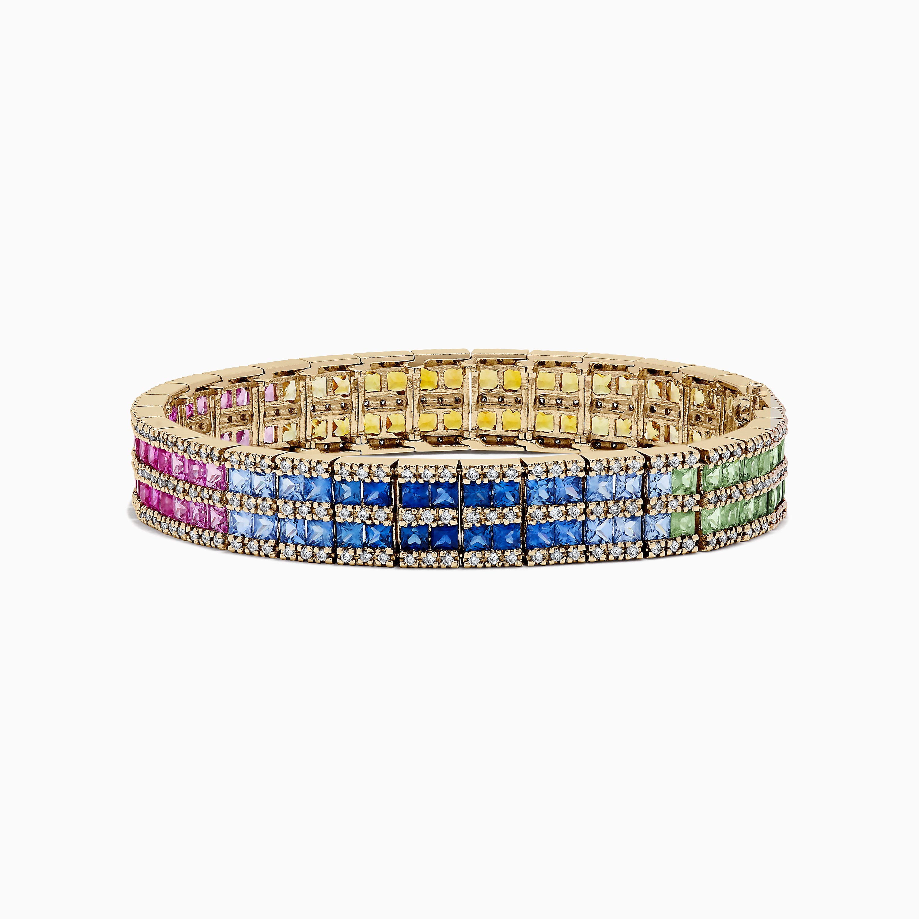 Effy Watercolors 14K Yellow Gold Multi Sapphire and Diamond Bracelet ...