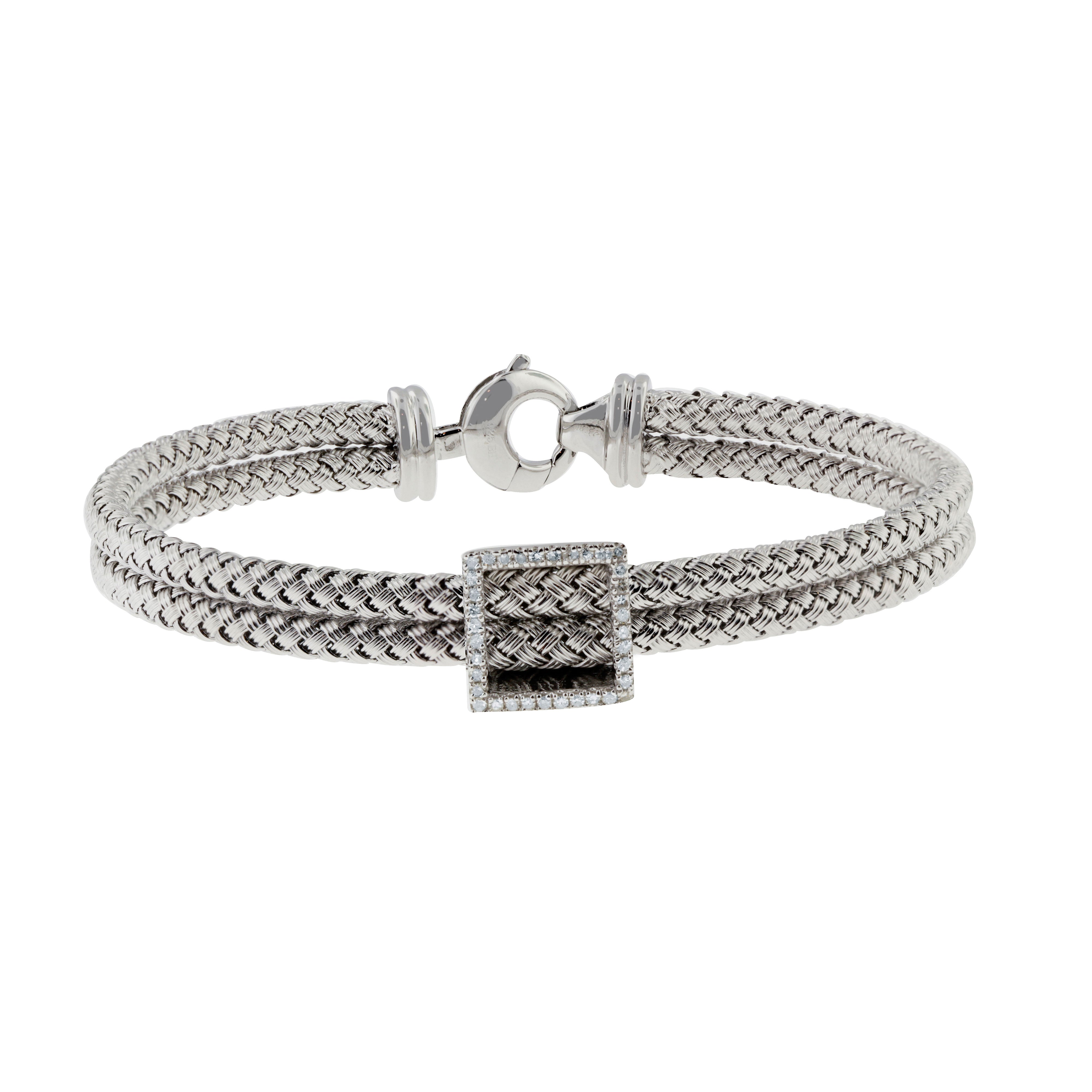 Effy 925 Braided Sterling Silver Diamond Bracelet | effyjewelry.com