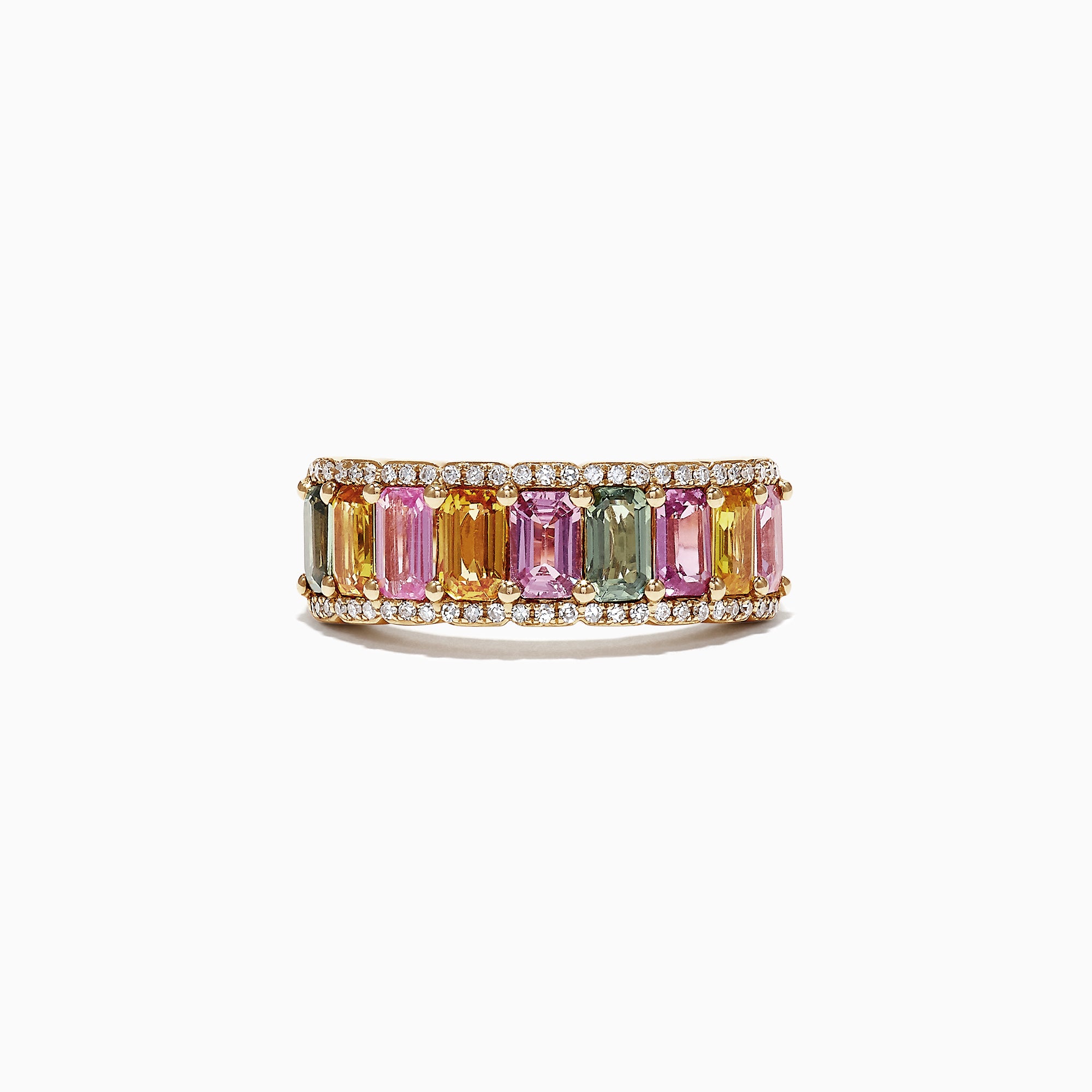 Effy Watercolors 14K Yellow Gold Multi Sapphire & Diamond Ring, 3.63 T ...