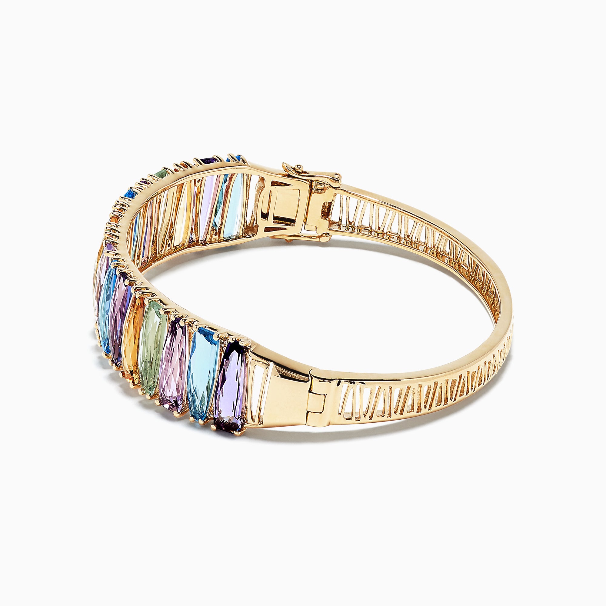 Effy Mosaic 14K Yellow Gold Multi Gemstone and Diamond Bangle, 24.97 T ...