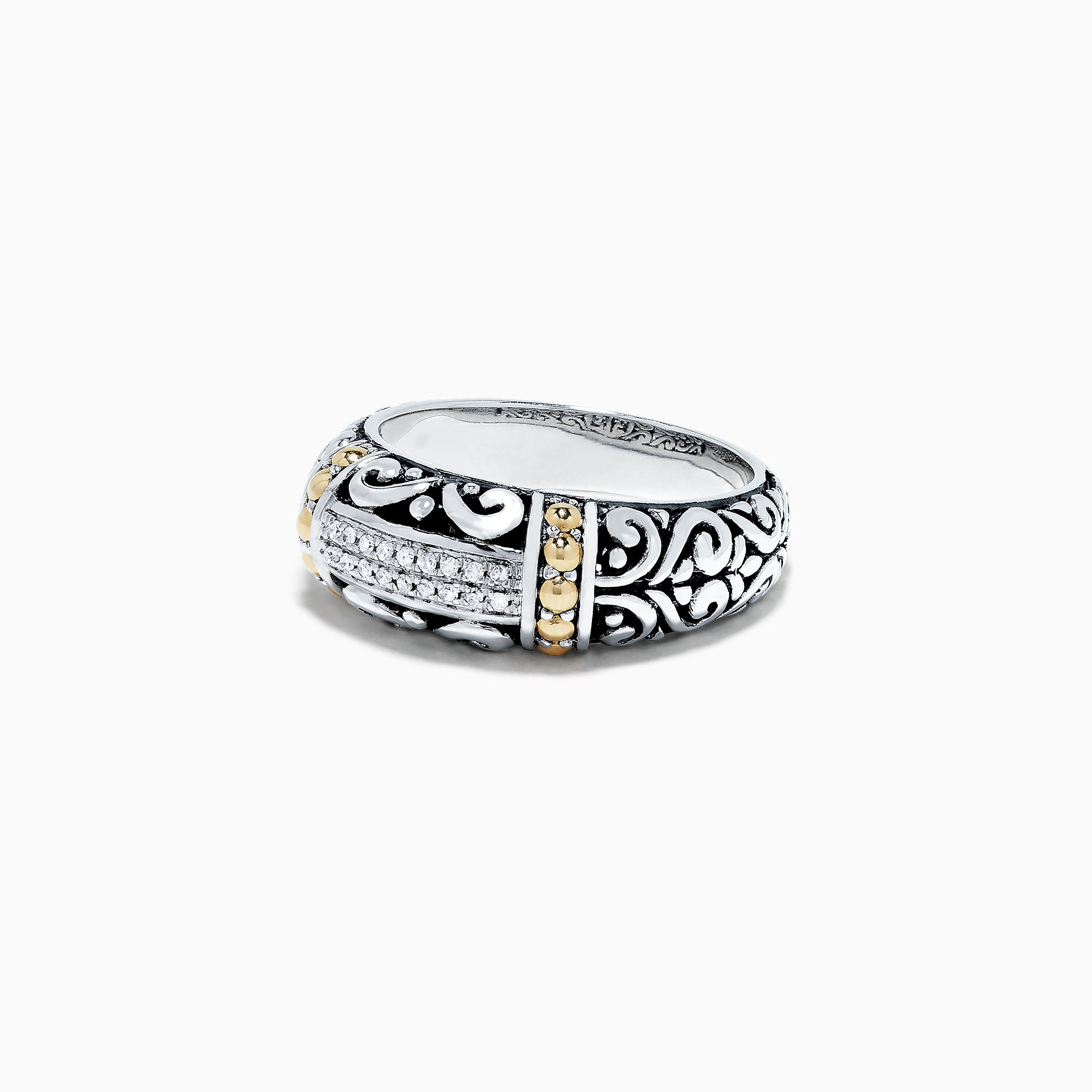 Effy 925 Classic Silver & Gold Diamond Ring, .07 TCW | effyjewelry.com