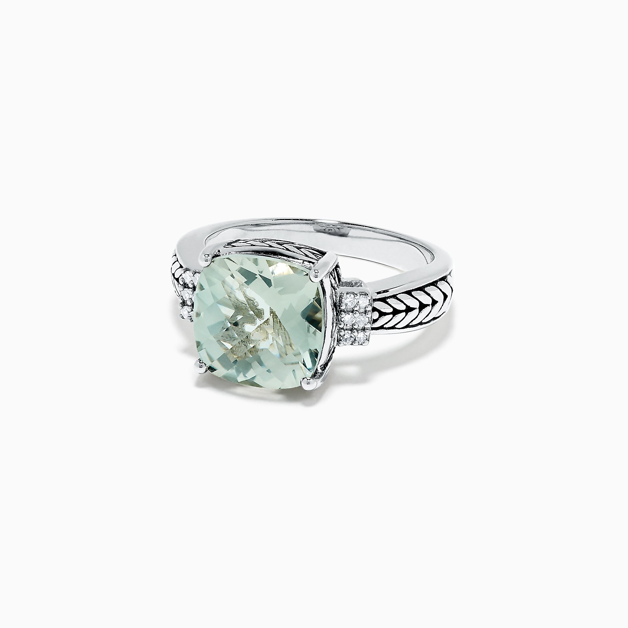 Effy 925 Sterling Silver Green Amethyst and Diamond Ring 4.06 TCW ...