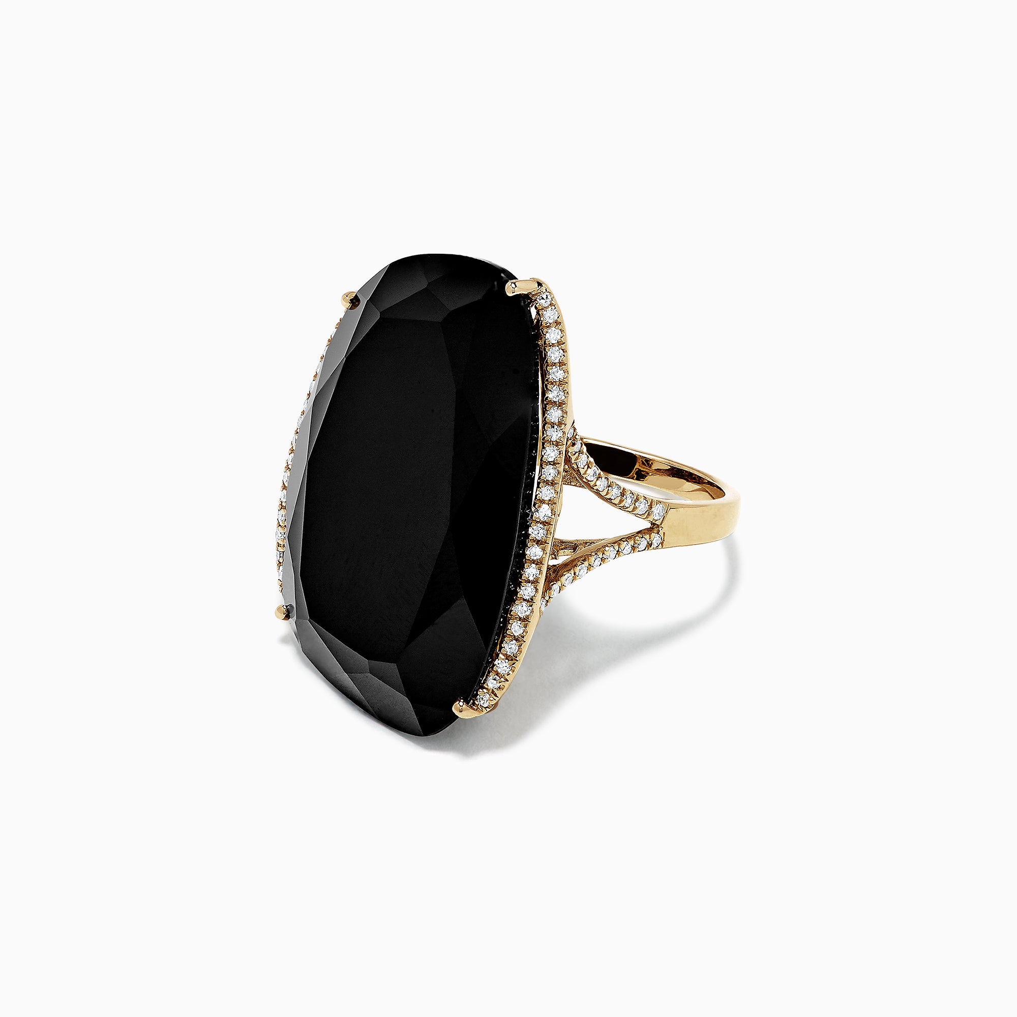 Effy Eclipse 14K Yellow Gold Onyx and Diamond Ring, 20.92 TCW ...