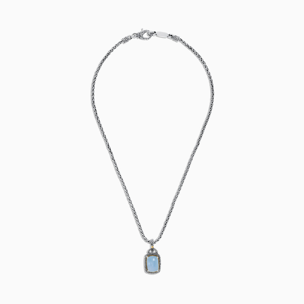 Effy 925 Sterling Silver & 18K Yellow Gold Chalcedony Pendant, 7.15 TC ...