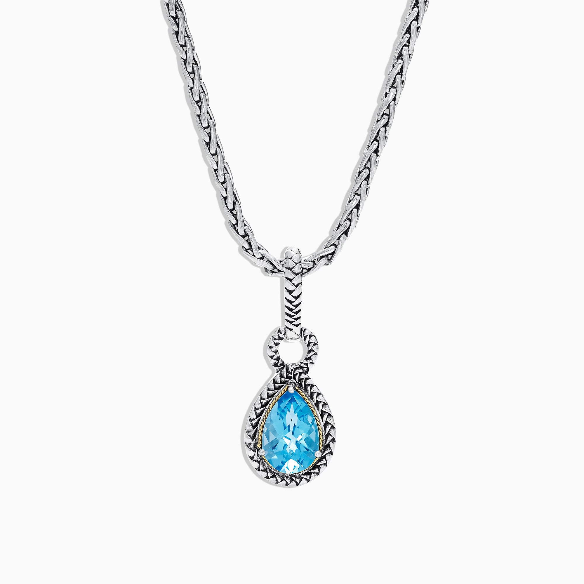 Effy 925 Sterling Silver & 18K Yellow Gold Blue Topaz Pendant, 3.14 TC ...