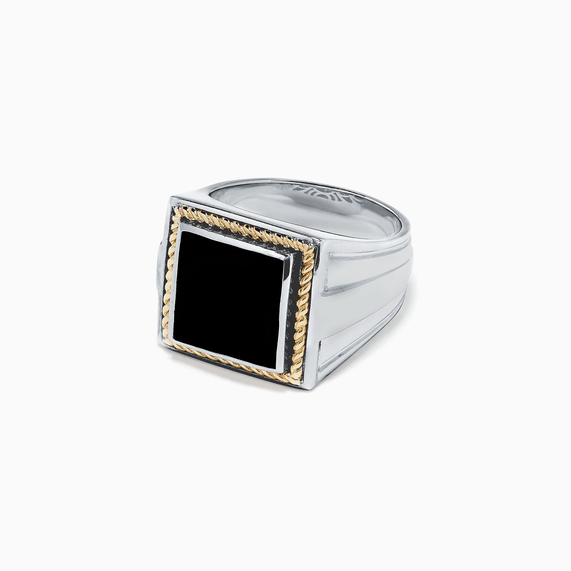 Effy Men S Sterling Silver And 14k Yellow Gold Onyx Ring 1 53 Tcw Effyjewelry Com