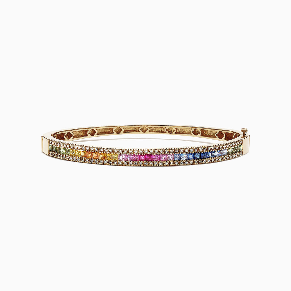 Effy Watercolors 14K Yellow Gold Multi Sapphire & Diamond Bangle, 3.60 ...