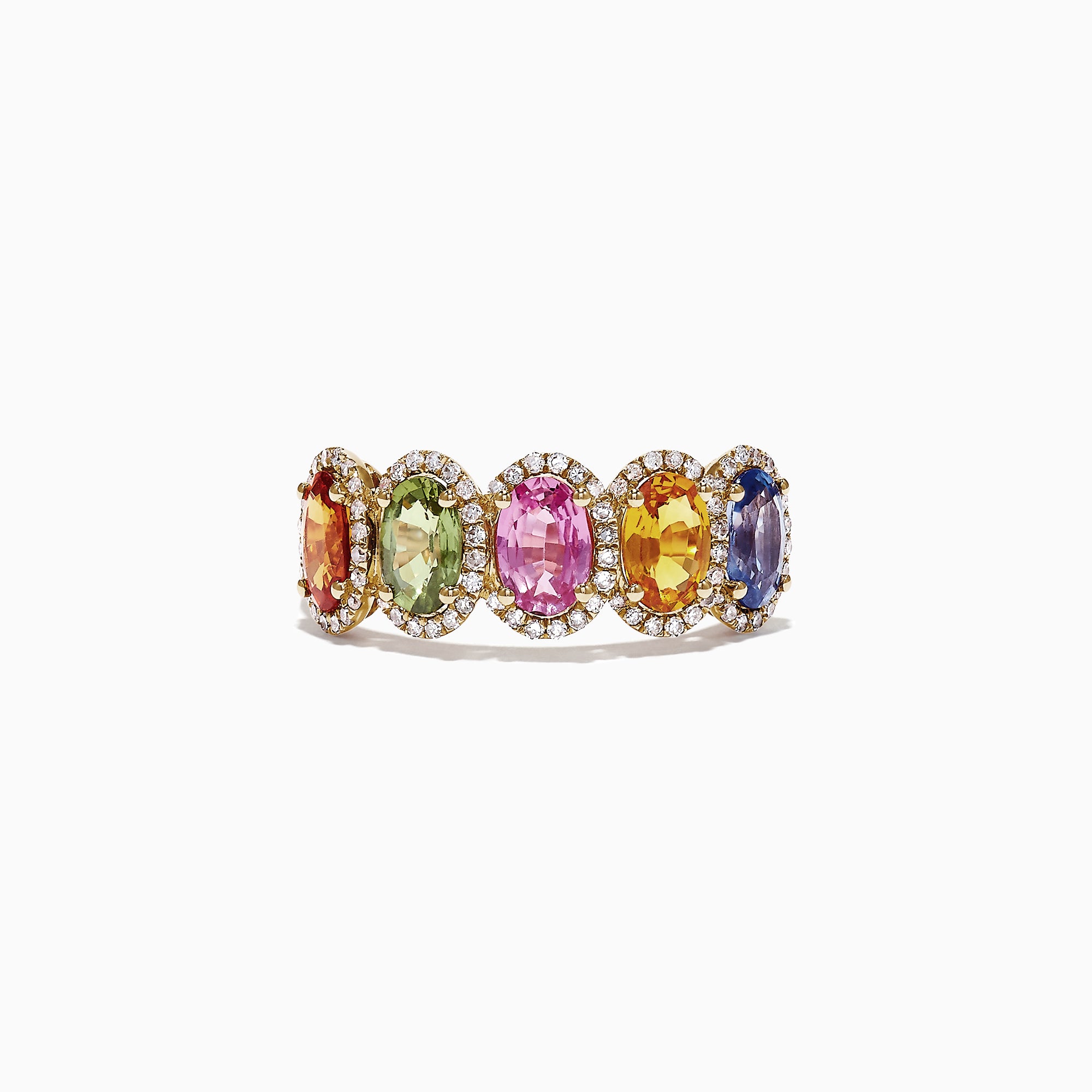 Effy Watercolors 14K Yellow Gold Multi-Sapphire Diamond Ring, 2.81 TCW ...