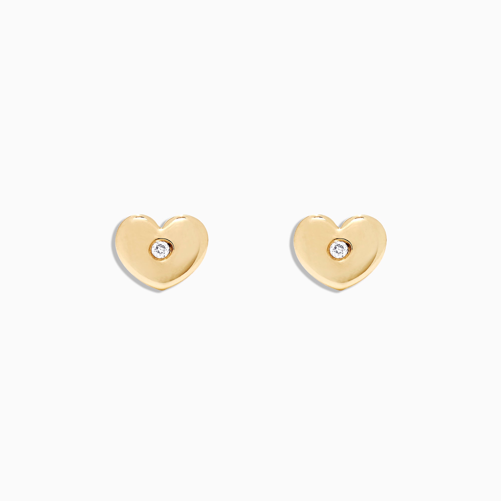 Effy Kidz 14K Yellow Gold Diamond Accented Heart Earrings, 0.02 TCW ...