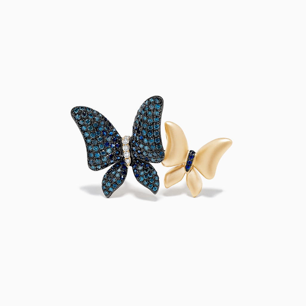 Effy 14K Gold Sapphire, Blue & White Diamond Butterfly Ring, 1.76 TCW ...