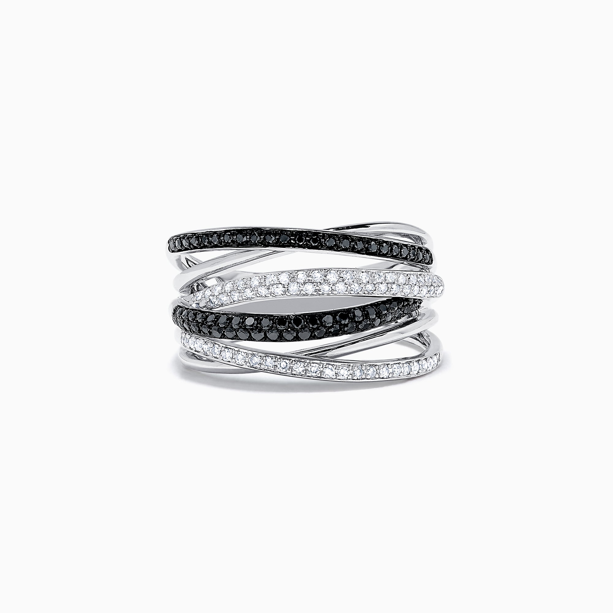 Effy 14K White Gold Black and White Diamond Ring, 0.56 TCW ...