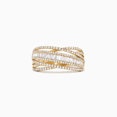 D'Oro 14K Yellow Gold Diamond Accented Ring