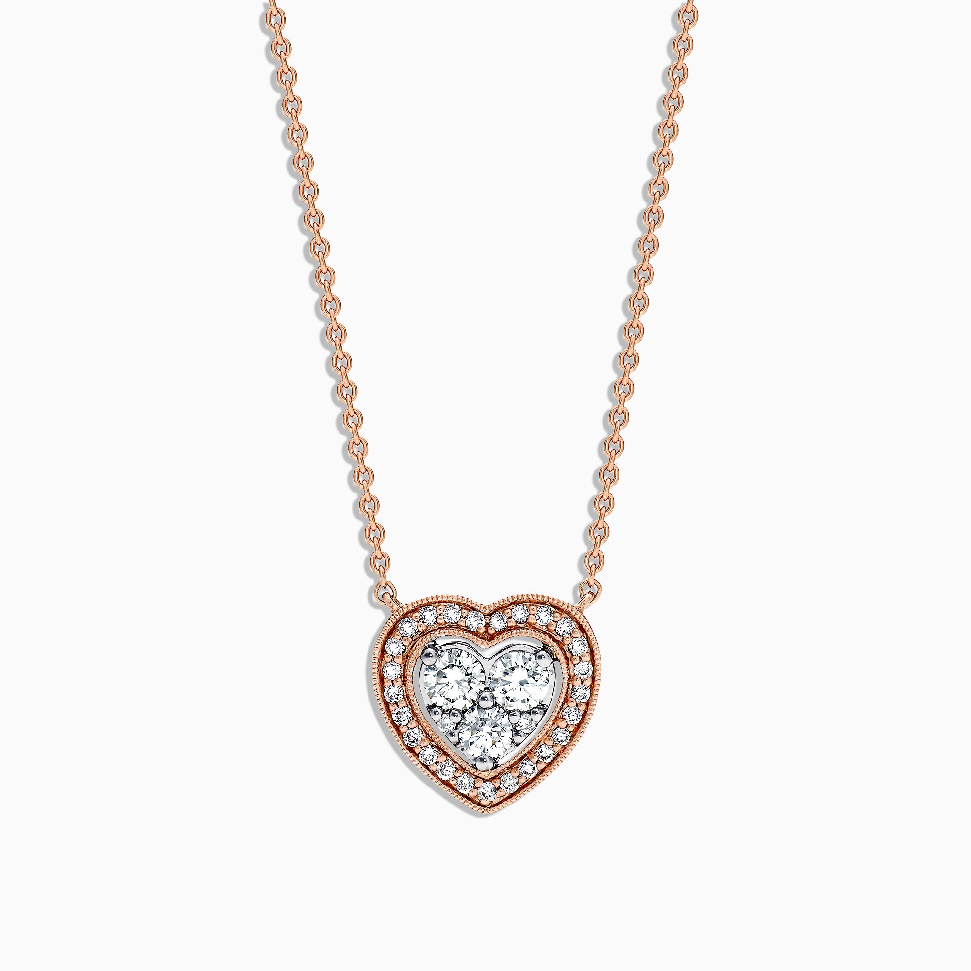 Effy Pave Classica 14K Rose & White Gold Diamond Heart Pendant, 0.47 T ...