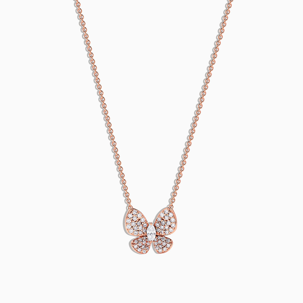 Effy Nature 14K Rose Gold Diamond Butterfly Necklace, 0.34 TCW ...