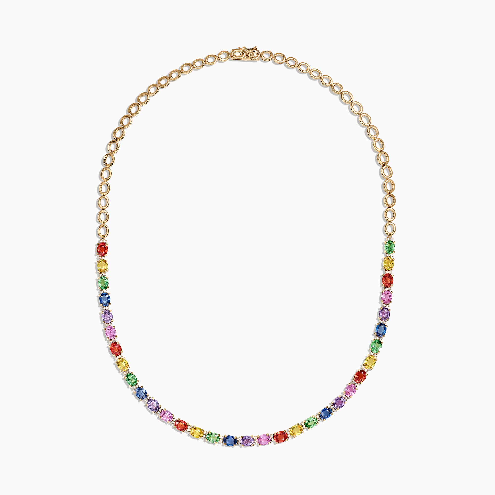 Effy Watercolors 14K Gold Multi Sapphire and Diamond Necklace, 13.84 T ...