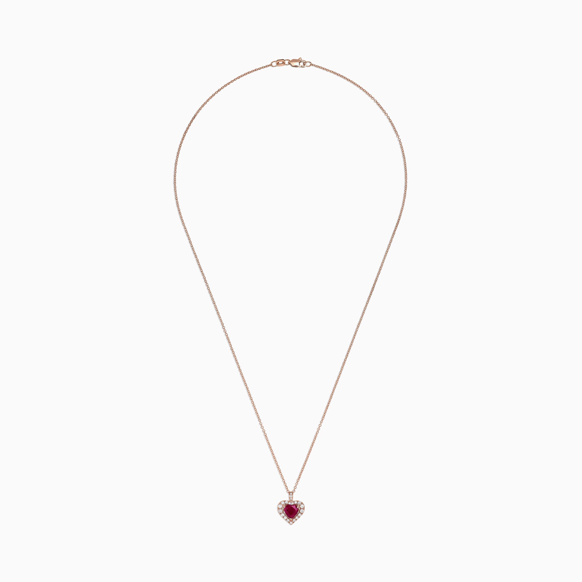 Effy Ruby Royale 14K Rose Gold Ruby & Diamond Heart Pendant, 1.28 TCW ...
