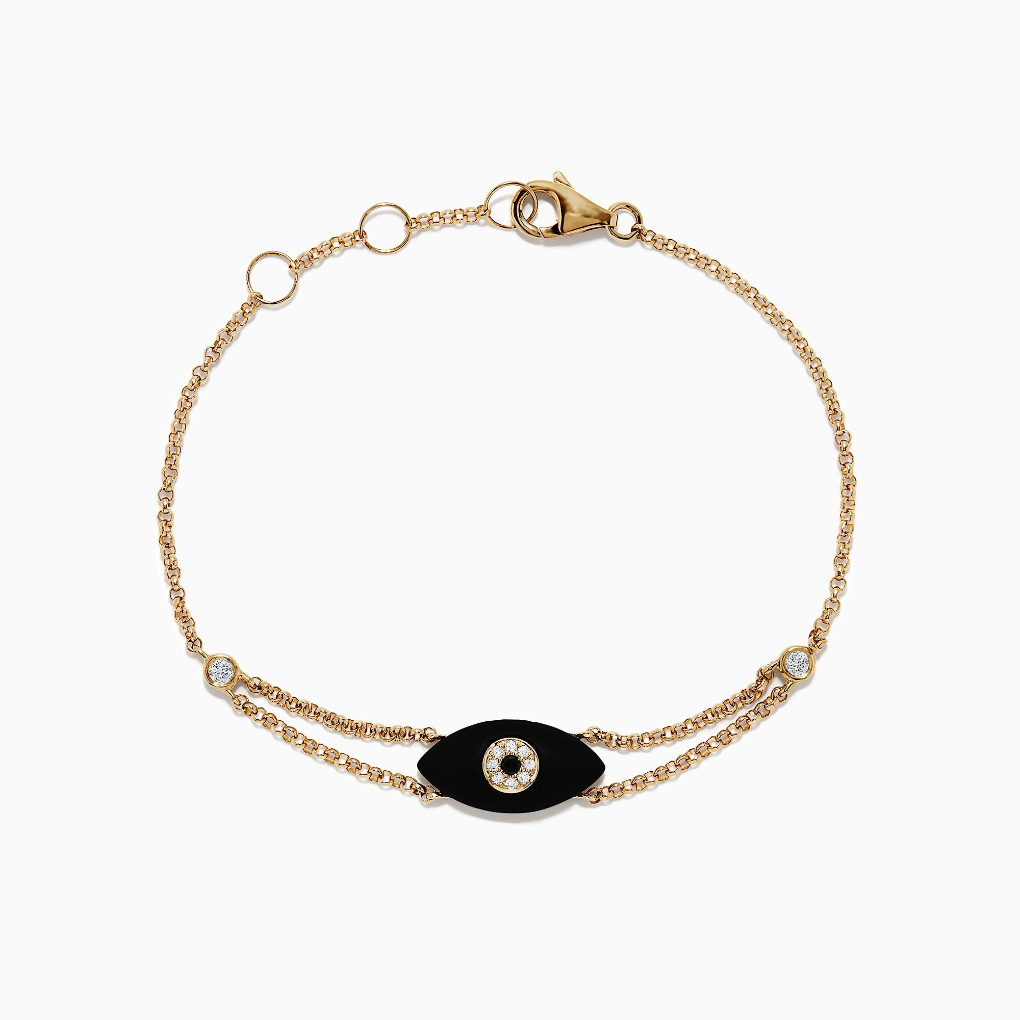 Effy Novelty 14K Yellow Gold Onyx and Diamond Evil Eye Bracelet, 1.34 ...