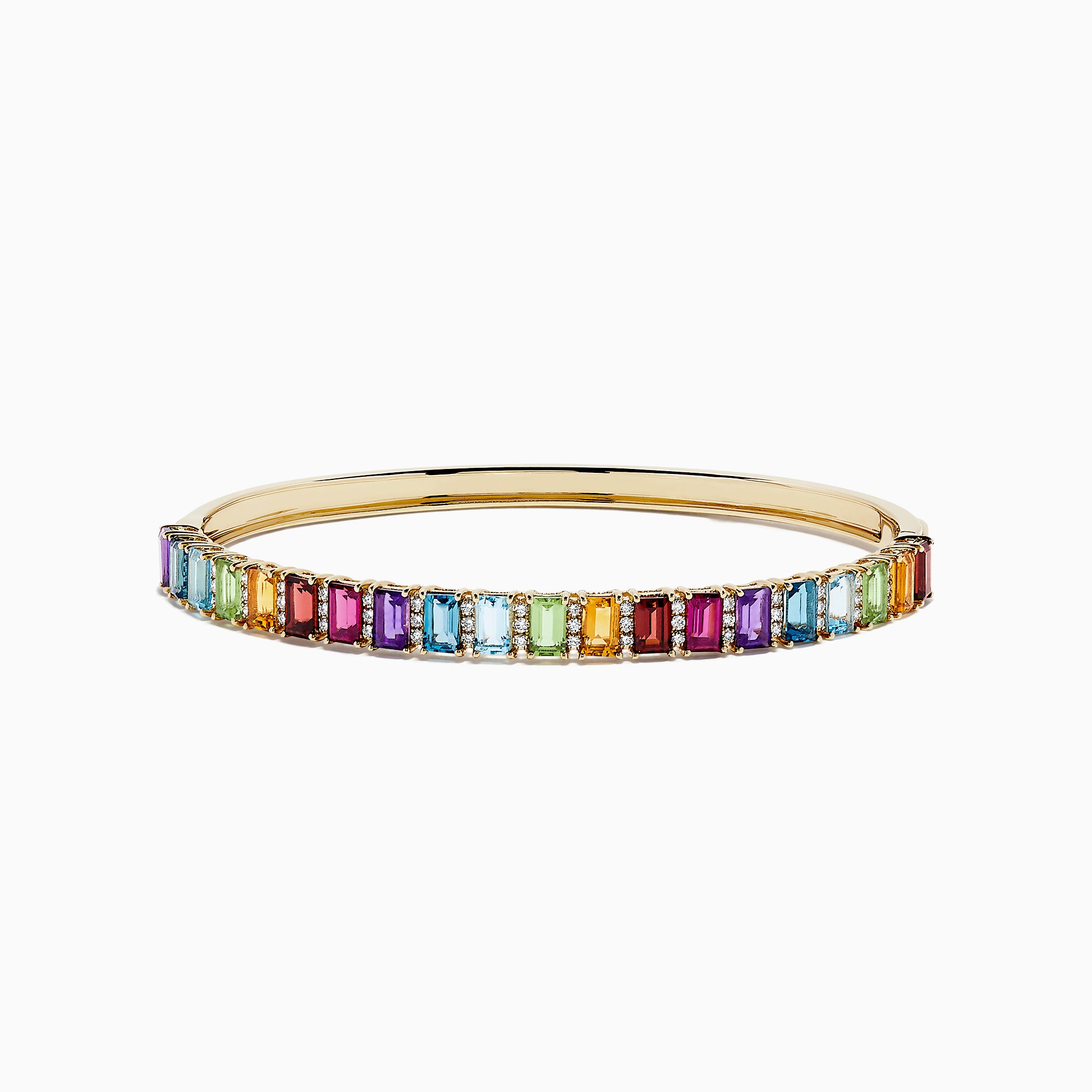 Effy Mosaic 14K Yellow Gold Multi Gemstone and Diamond Bangle, 7.92 TC ...