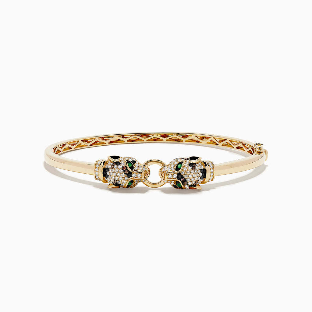 Effy Signature 14K Yellow Gold Emerald and Multi Diamond Bangle ...