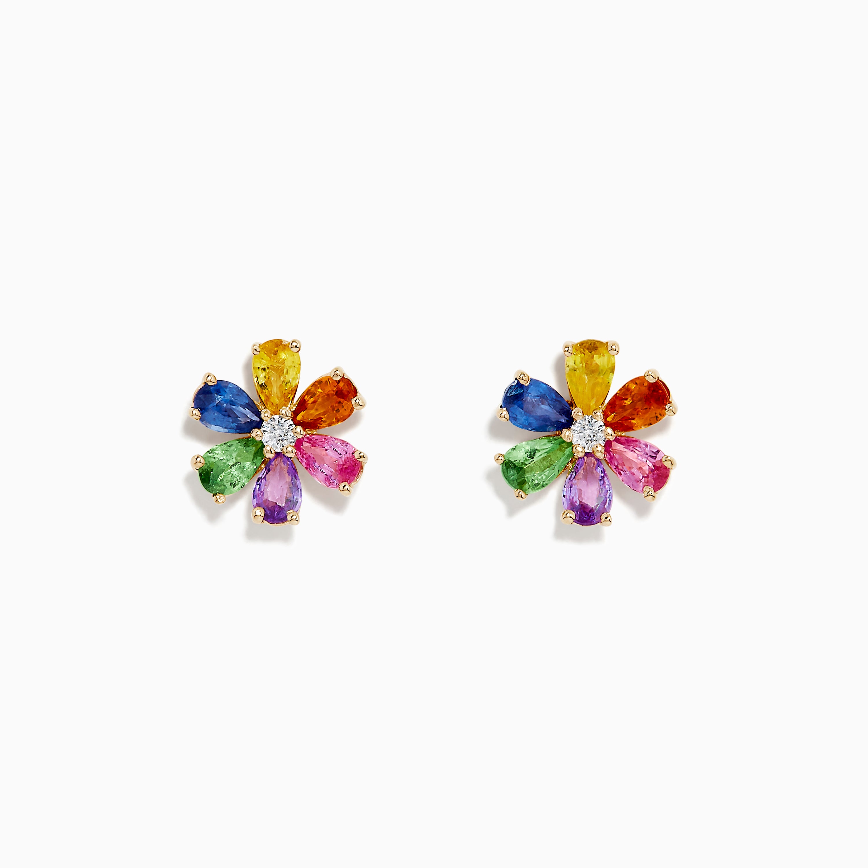 Effy Watercolors 14K Yellow Gold Multi Sapphire Starfish Stud Earrings –