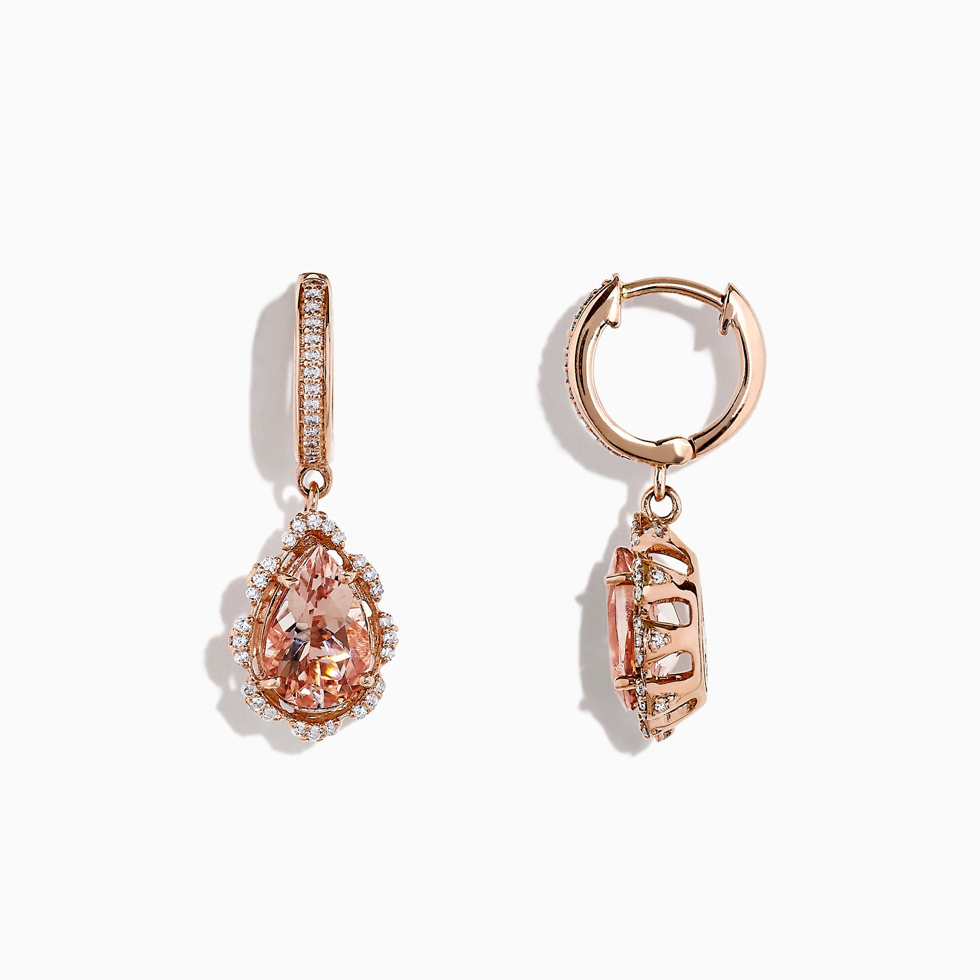 rose gold and diamond drop earrings