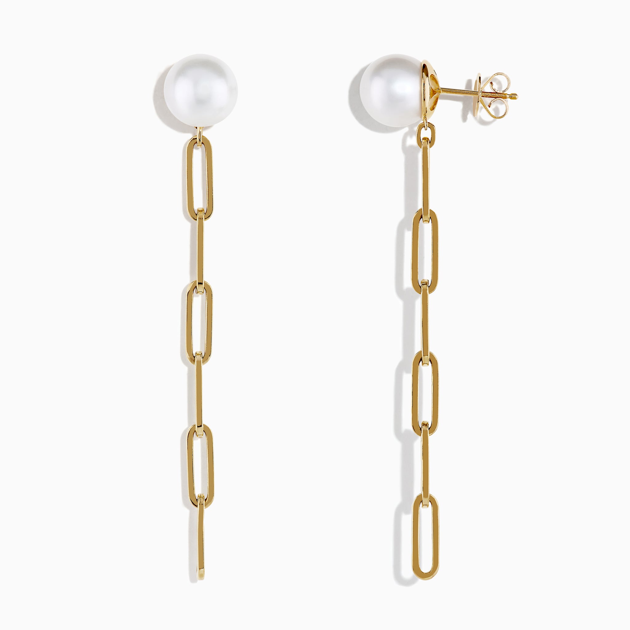 Effy 14K Gold Cultured Fresh Water Pearl Paperclip Chain Earrings ...
