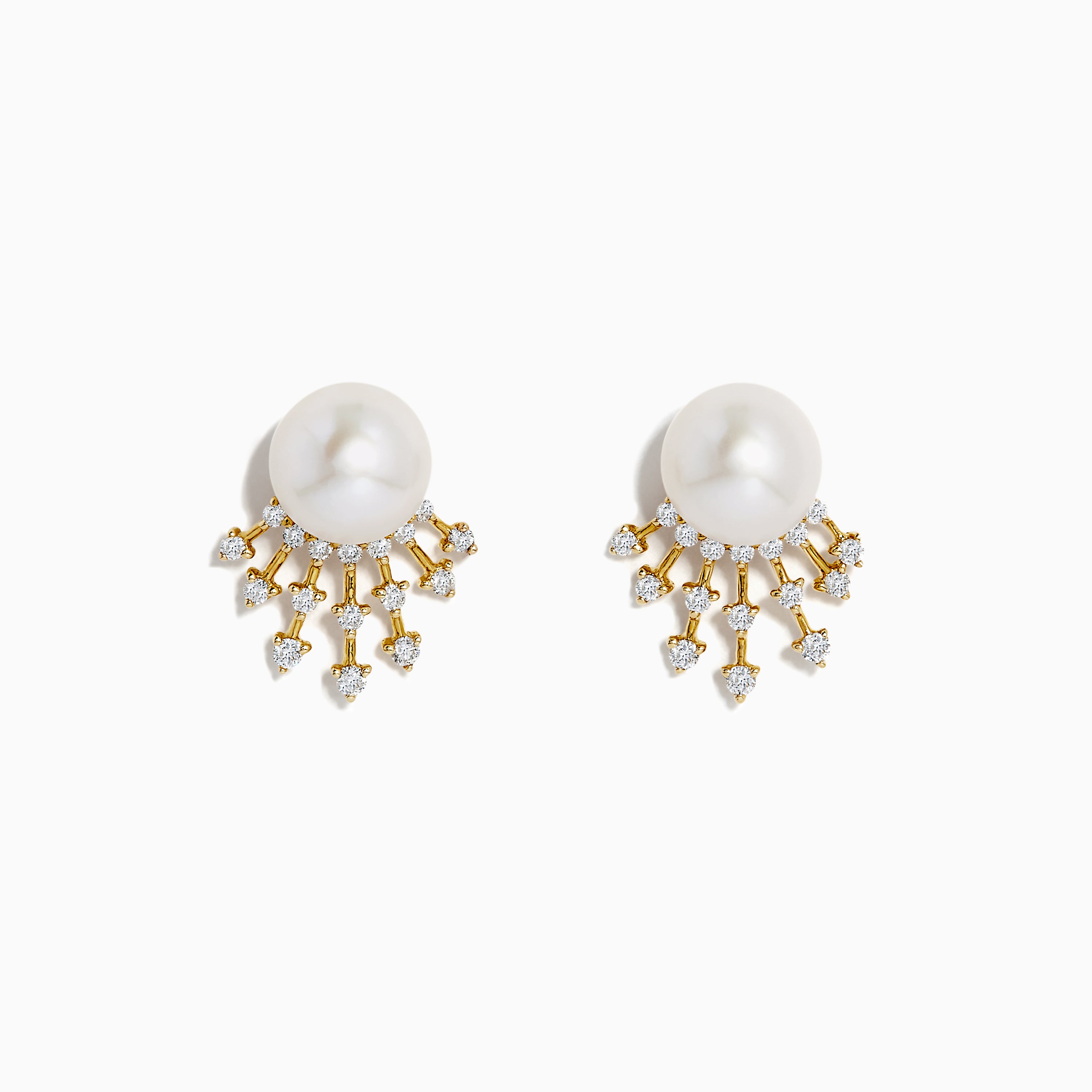 Effy 14K Gold Cultured FW Pearl & Diamond Starburst Earrings, 0.32 TCW ...