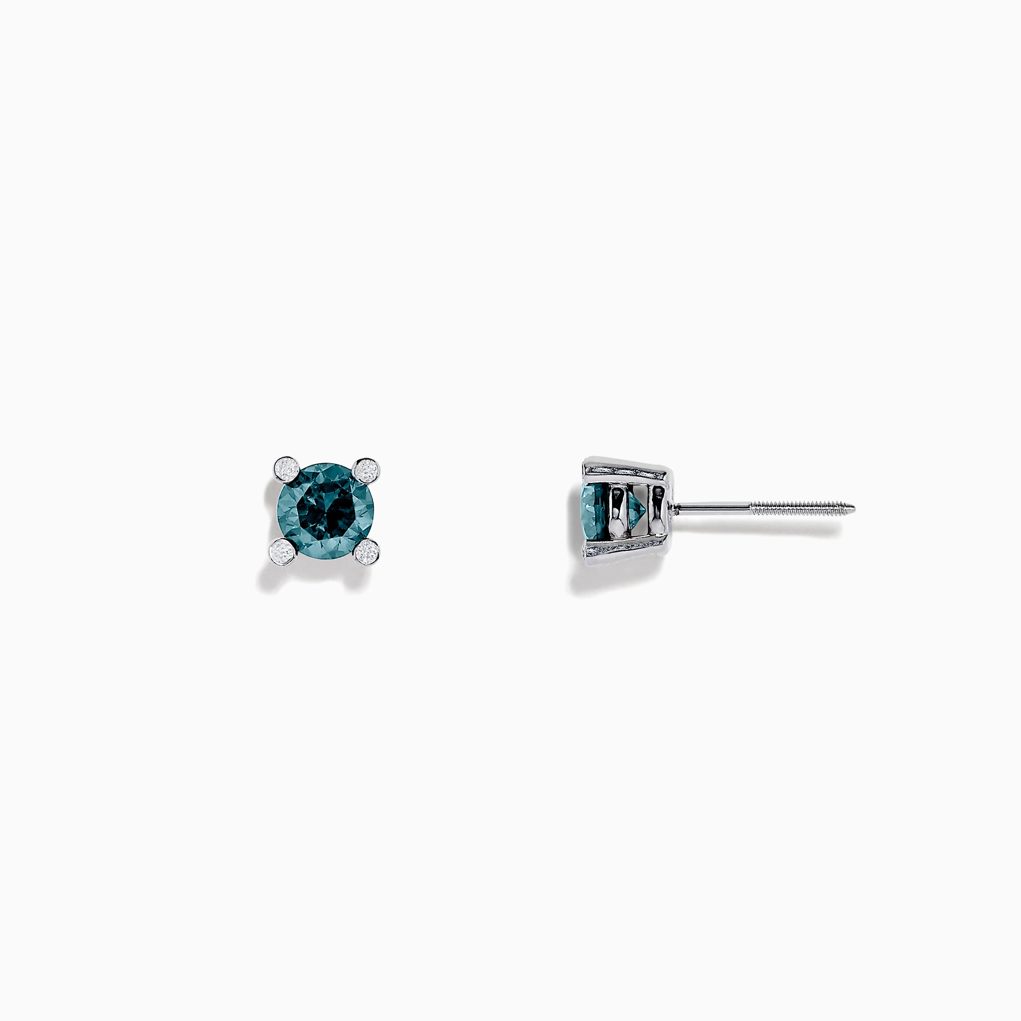 Effy 14K White Gold Blue Diamond Stud Earrings, 0.77 TCW | effyjewelry.com