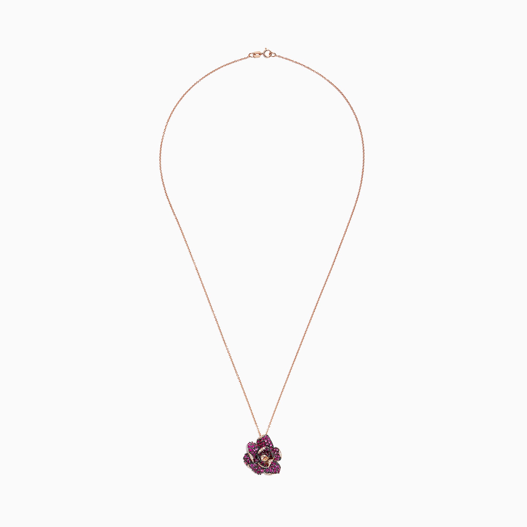 Effy 14K Rose Gold Ruby and Diamond Flower Pendant, 2.32 TCW ...