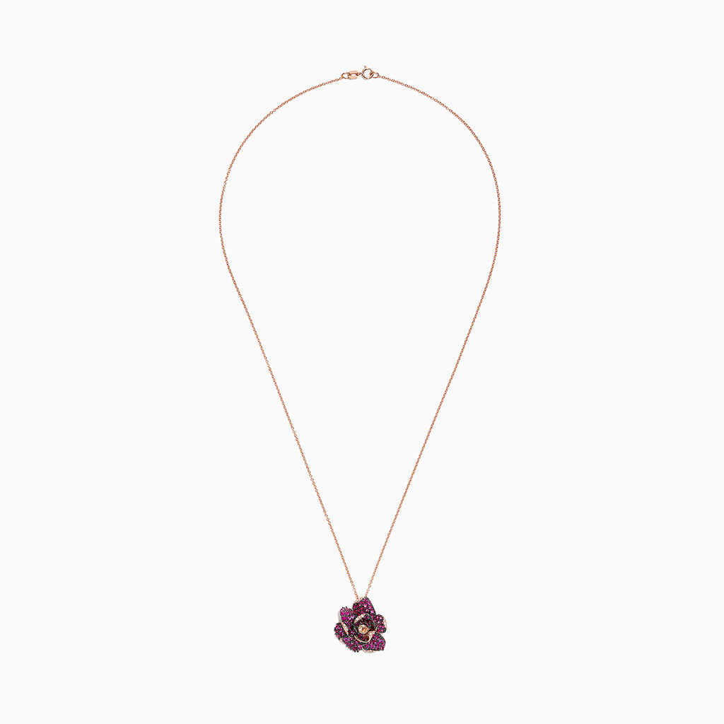 Effy 14K Rose Gold Ruby and Diamond Flower Pendant, 2.32 TCW ...