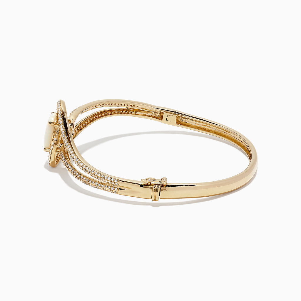 Effy Aurora 14K Yellow Gold Opal and Diamond Bangle, 3.00 TCW ...