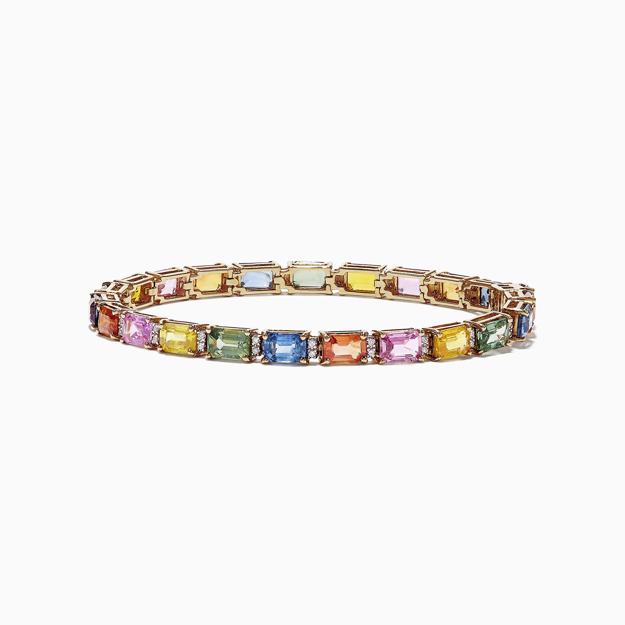 Effy Watercolors 14K Yellow Gold Multi-Sapphire Diamond Bracelet, 14.5 ...