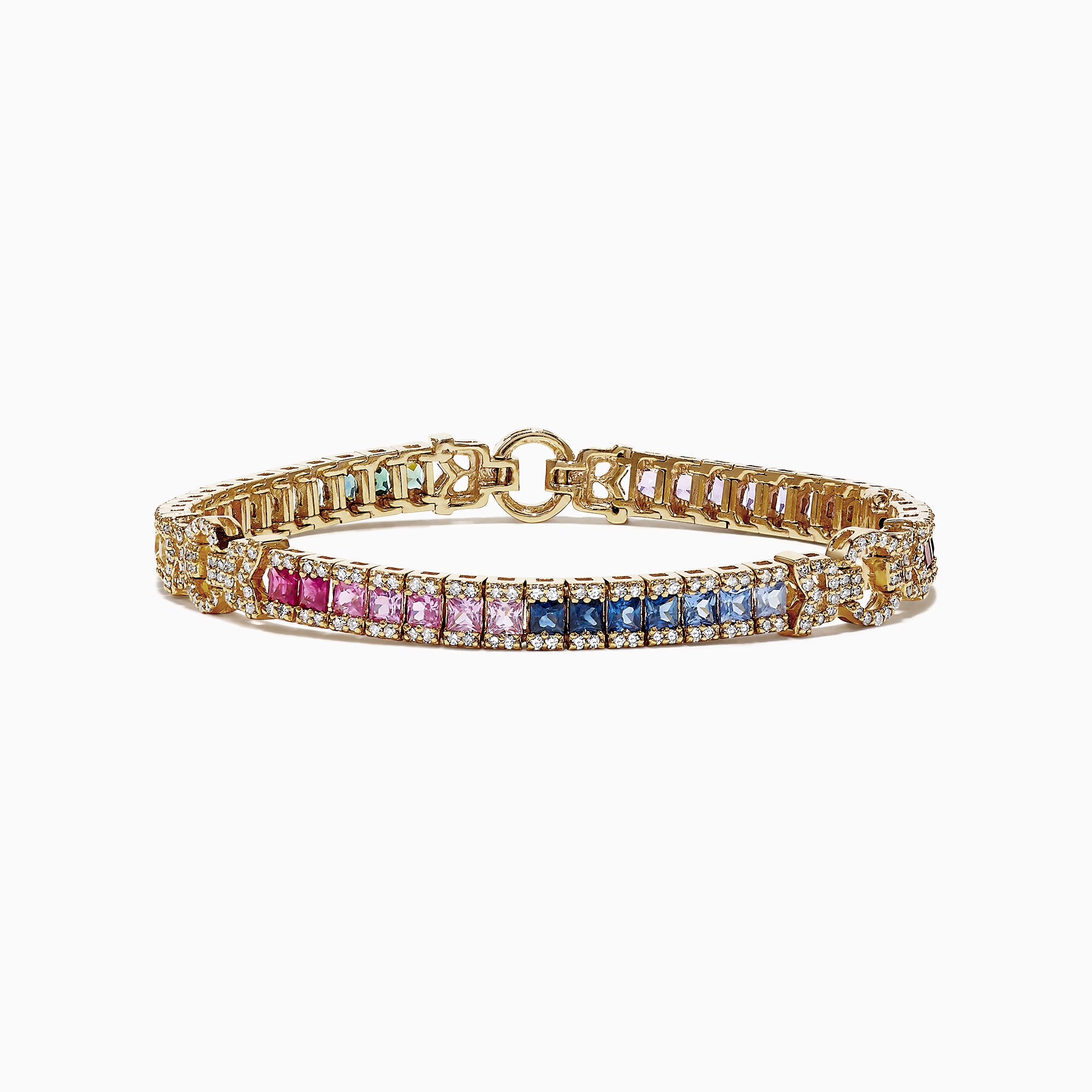 Effy Watercolors 14K Yellow Gold Multi-Sapphire and Dia Bracelet, 7.66 ...