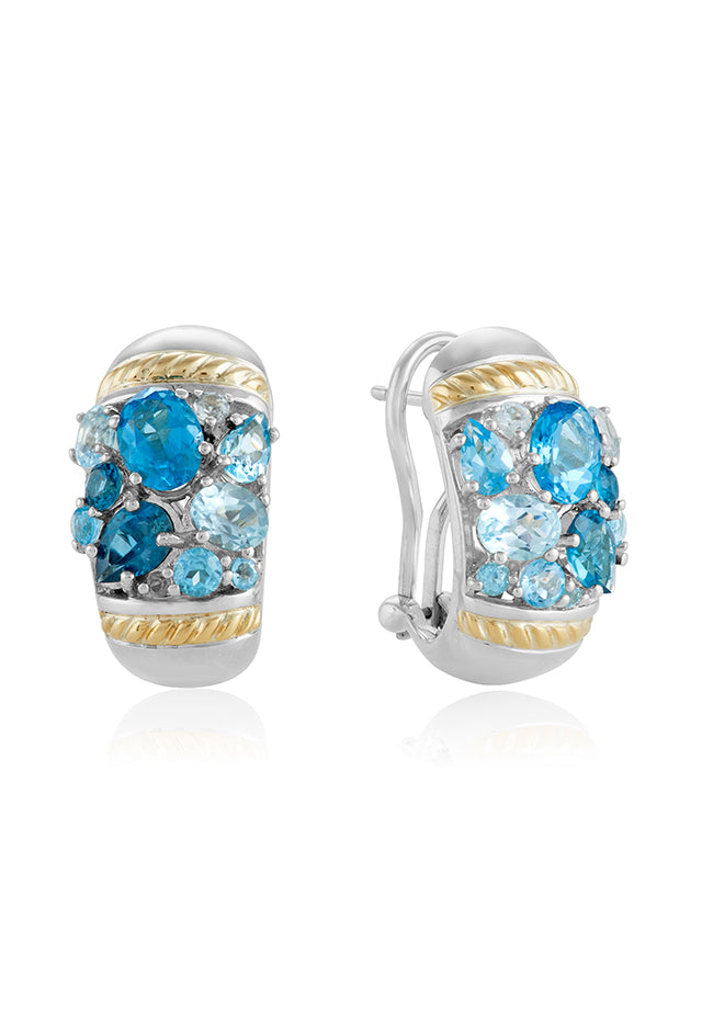 Effy 925 Sterling Silver & 18K Gold Blue Topaz Splash Earrings, 6.00 T ...