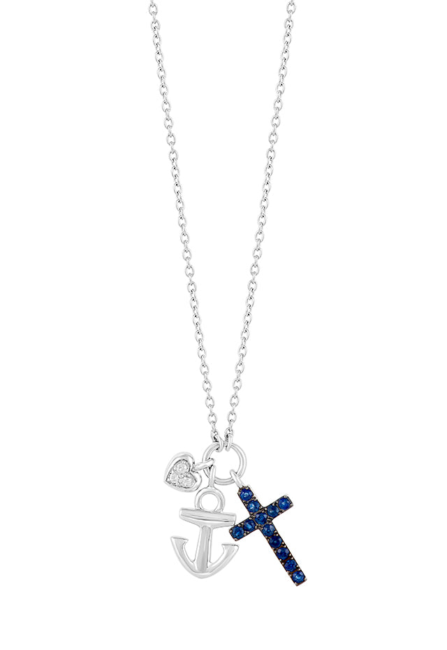 Men's 1 CT. T.W. Baguette and Round Diamond Anchor Necklace Charm in 10K  Gold | Zales Outlet
